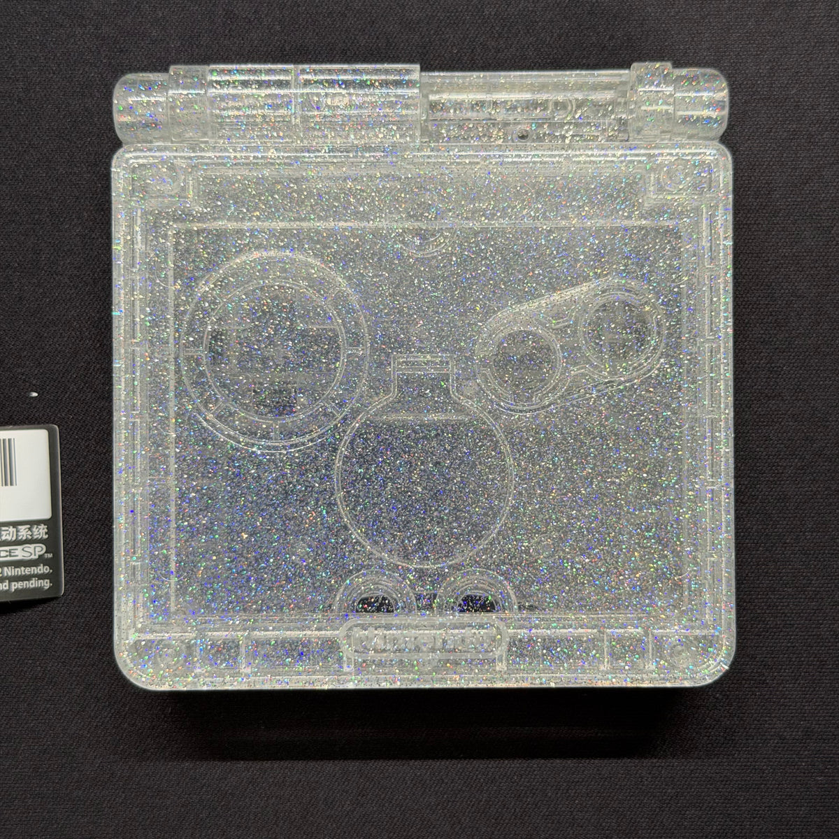 Game Boy Advance SP Full Replacement Shell Kit – Clear Glitter Housing with Buttons