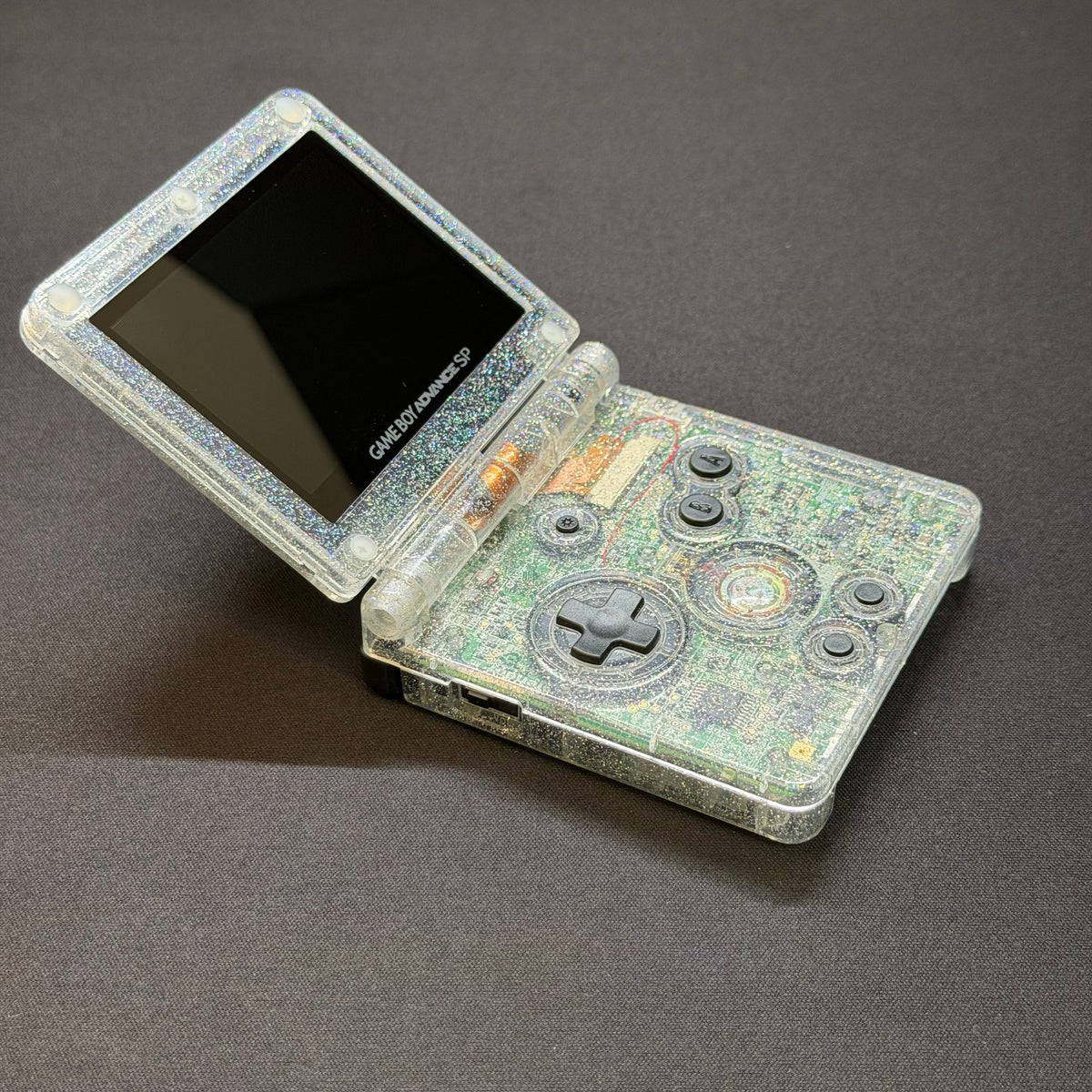 Nintendo Game Boy Advance SP – Transparent Clear Glitter