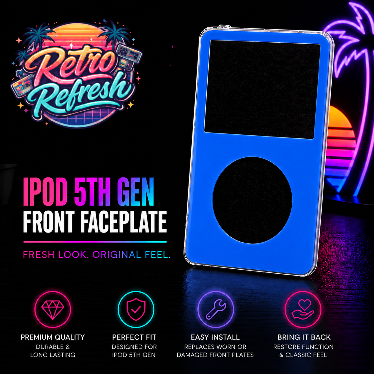 Blue Front Housing – For iPod Video 5th / 5.5 Gen