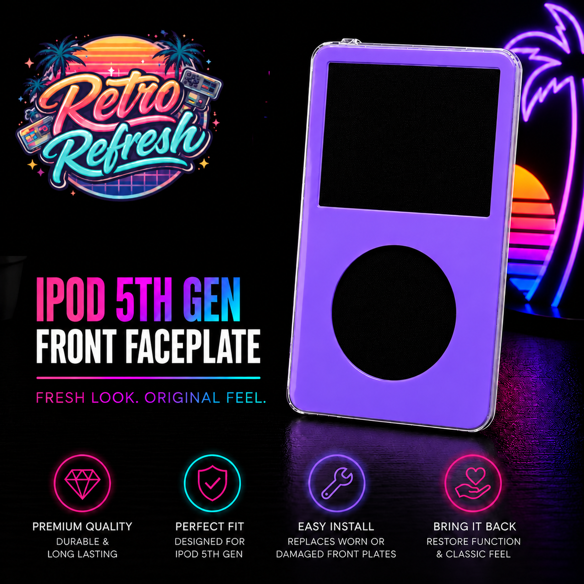 Purple Front Housing – For iPod Video 5th / 5.5 Gen
