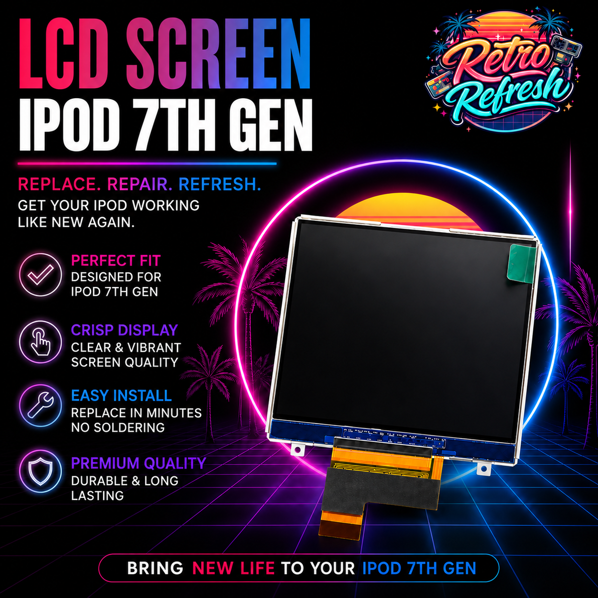 LCD Screen Replacement – For iPod Classic 7th Generation