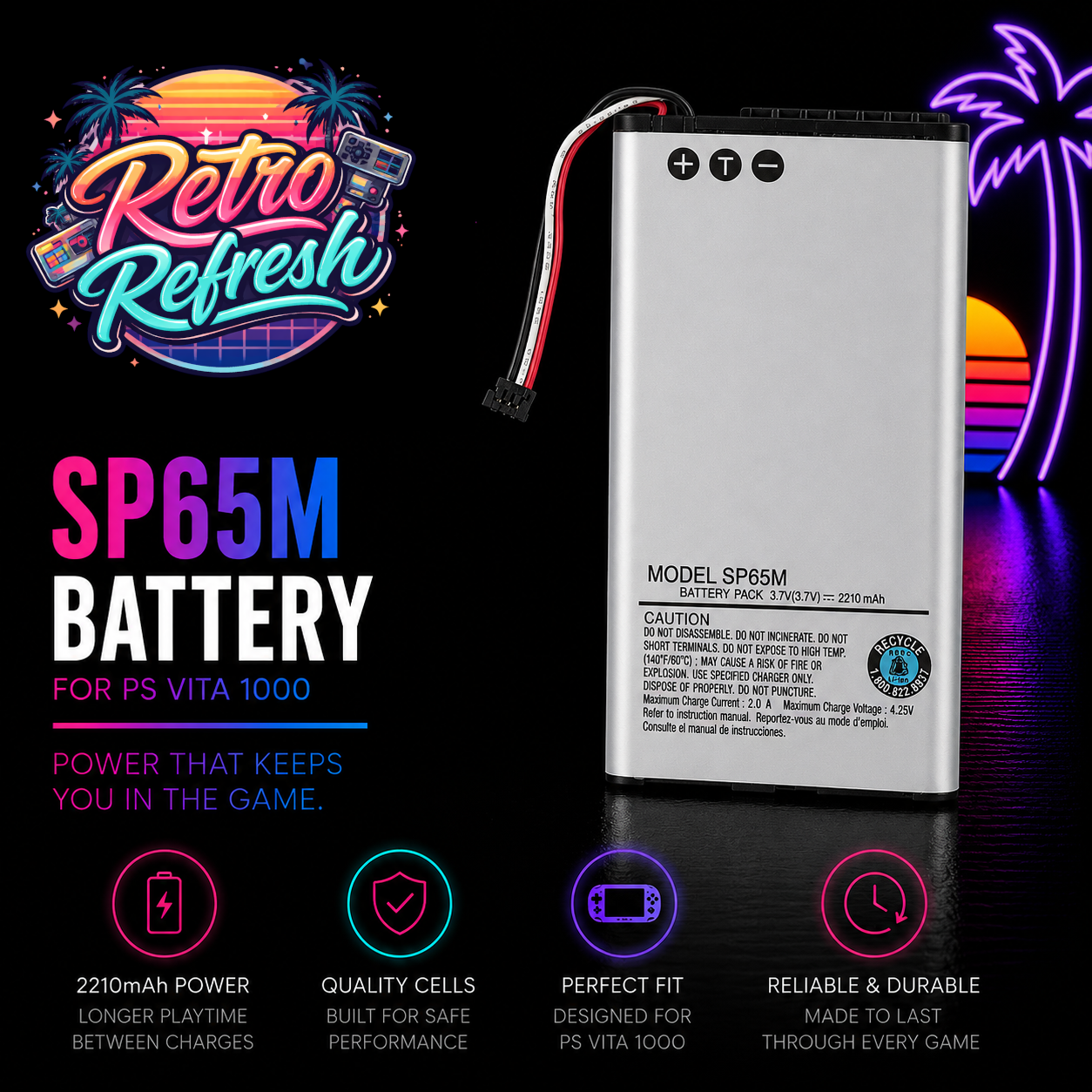 SP65M Replacement Battery for Sony PS Vita 1000 (OLED) – 2210mAh High Capacity