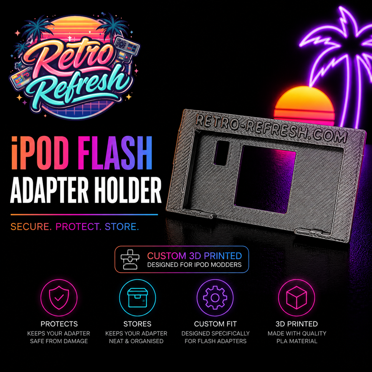 iPod Flash Adapter Holder – Custom 3D Printed Storage Holder For iPod Classic 5th / 6th / 7th Gen