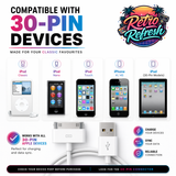30-Pin Charge & Sync Cable (1M) – For iPod, iPhone & iPad