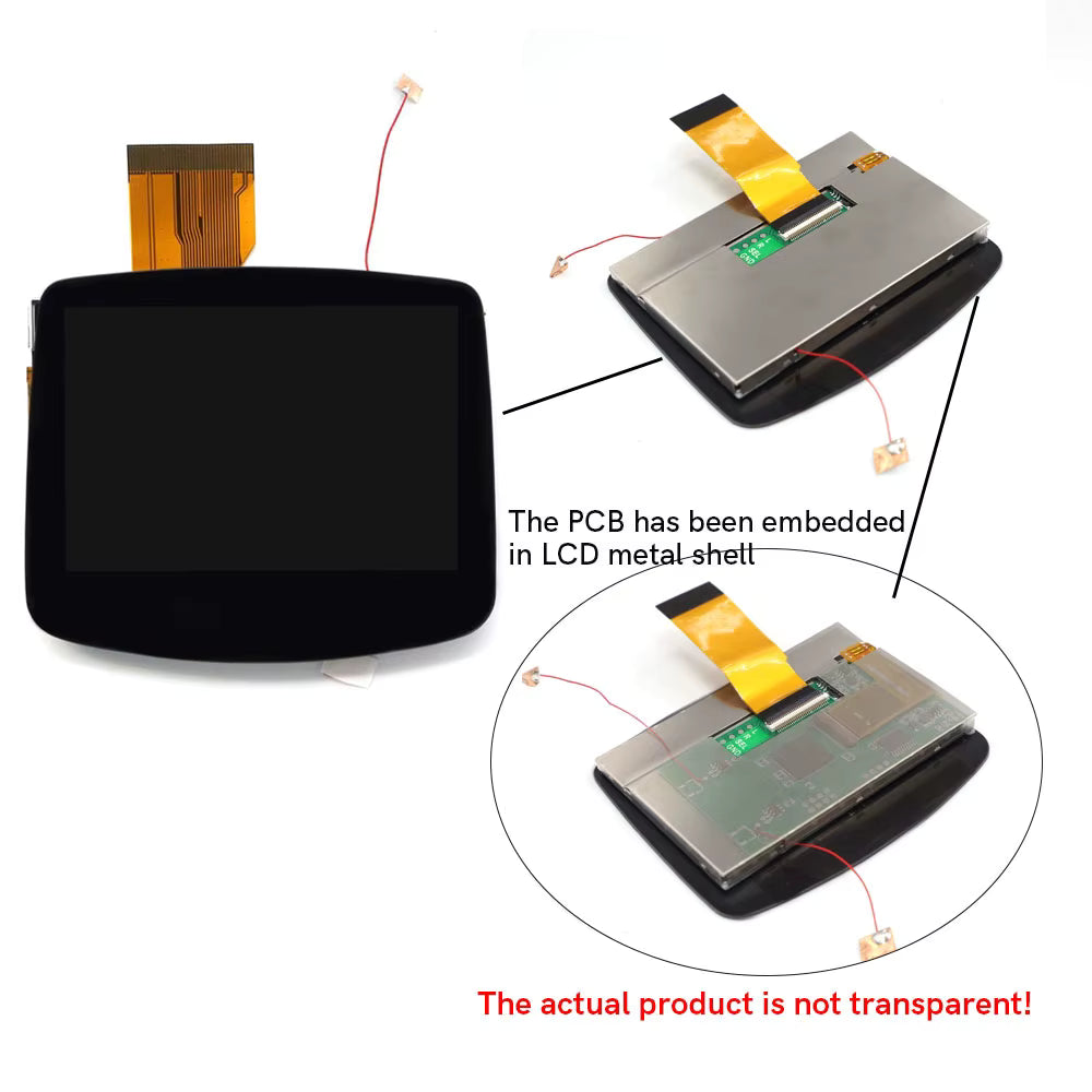 Game Boy Advance GBA Hispeedido V5 Laminated IPS LCD Drop-In Shell Kit + 1800mAh USB-C Battery - Transparent Black