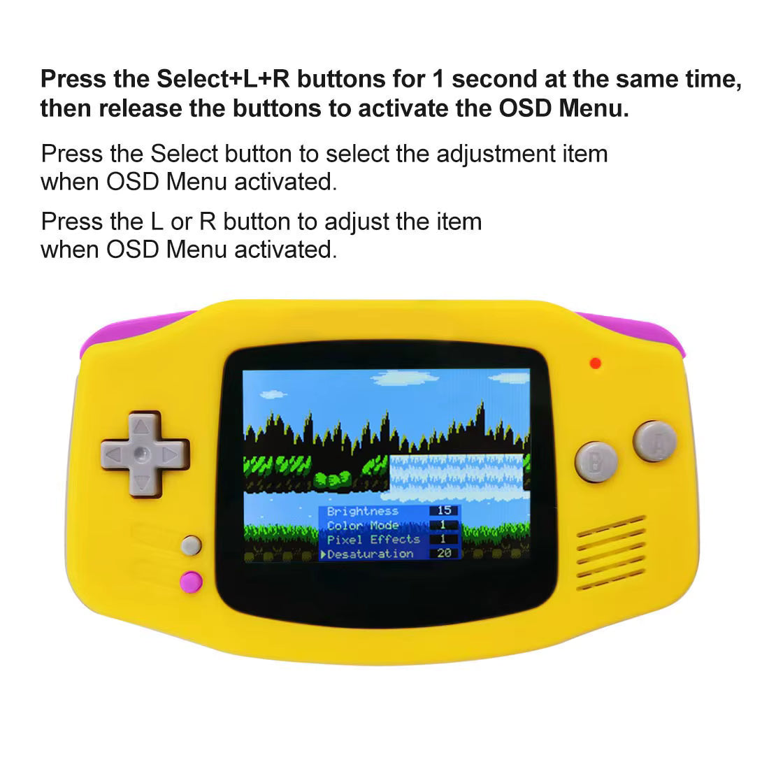 Game Boy Advance GBA Hispeedido V5 Laminated IPS LCD Drop-In Shell Kit + 1800mAh USB-C Battery - Transparent Black