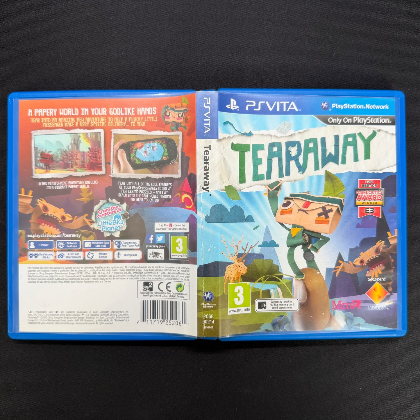 Tearaway (PS Vita) PAL UK | Boxed with Case & Cartridge | PCSF-00214