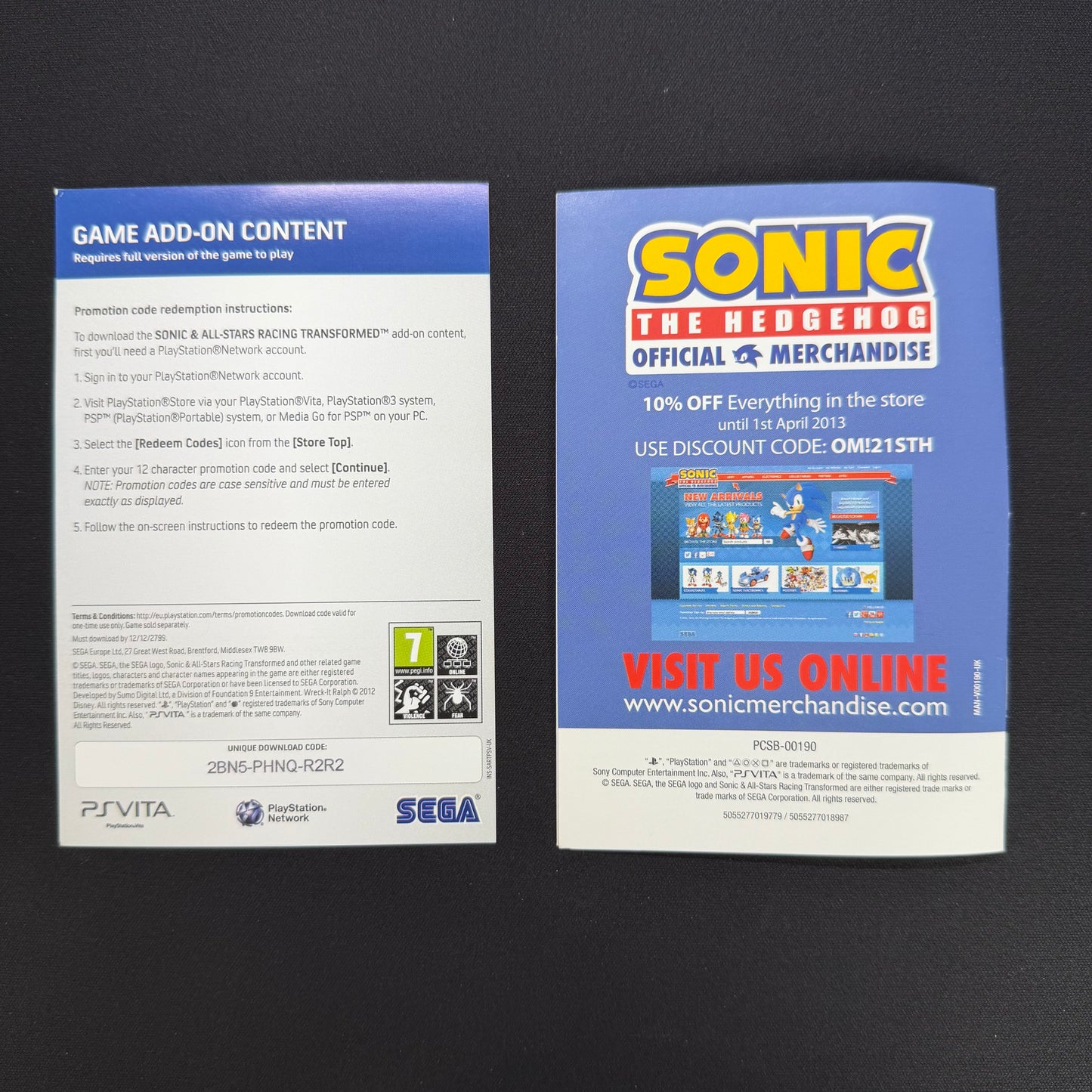 Sonic All Stars Racing Transformed (PS Vita) PAL UK | Complete in Box CIB | PCSB-00190