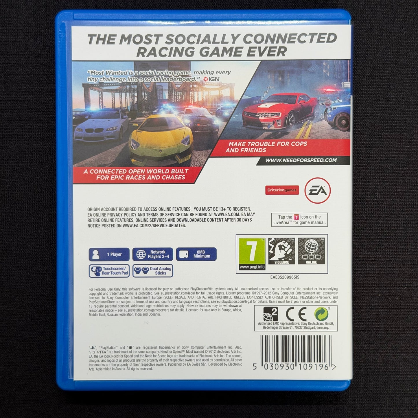 Need for Speed Most Wanted (PS Vita) PAL UK | Complete in Box CIB | PCSB-00183