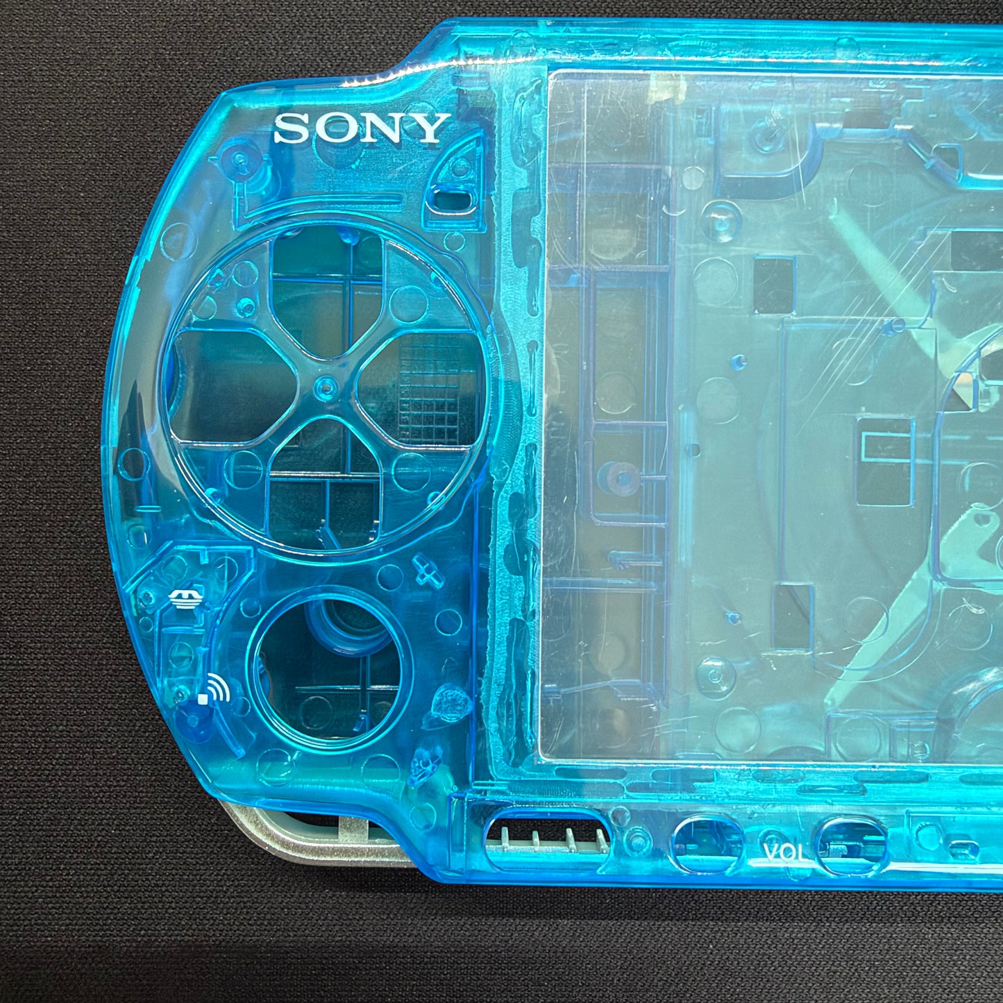 Premium PSP 3000 Full Replacement Shell Kit – Transparent Blue Housing with Buttons