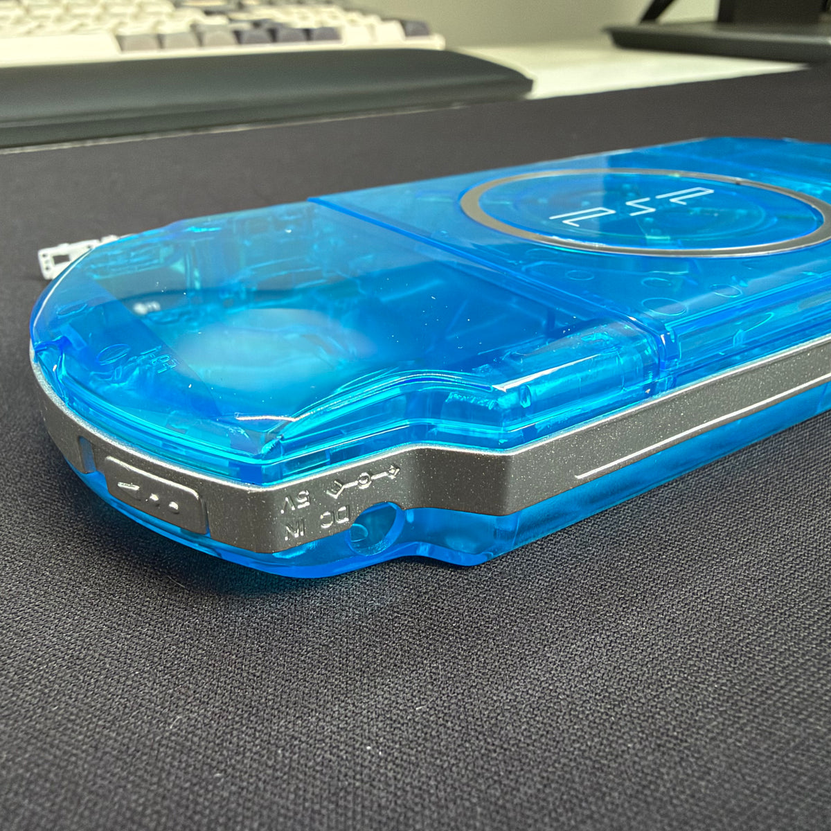 Premium PSP 3000 Full Replacement Shell Kit – Transparent Blue Housing with Buttons