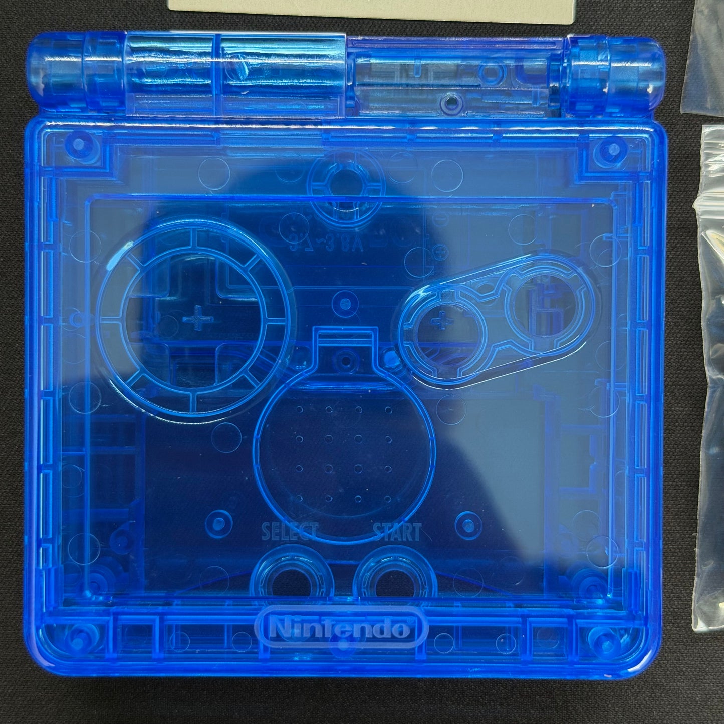 Game Boy Advance SP Full Replacement Shell Kit – Transparent Blue Housing with Buttons