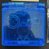 Game Boy Advance SP Full Replacement Shell Kit – Transparent Blue Housing with Buttons