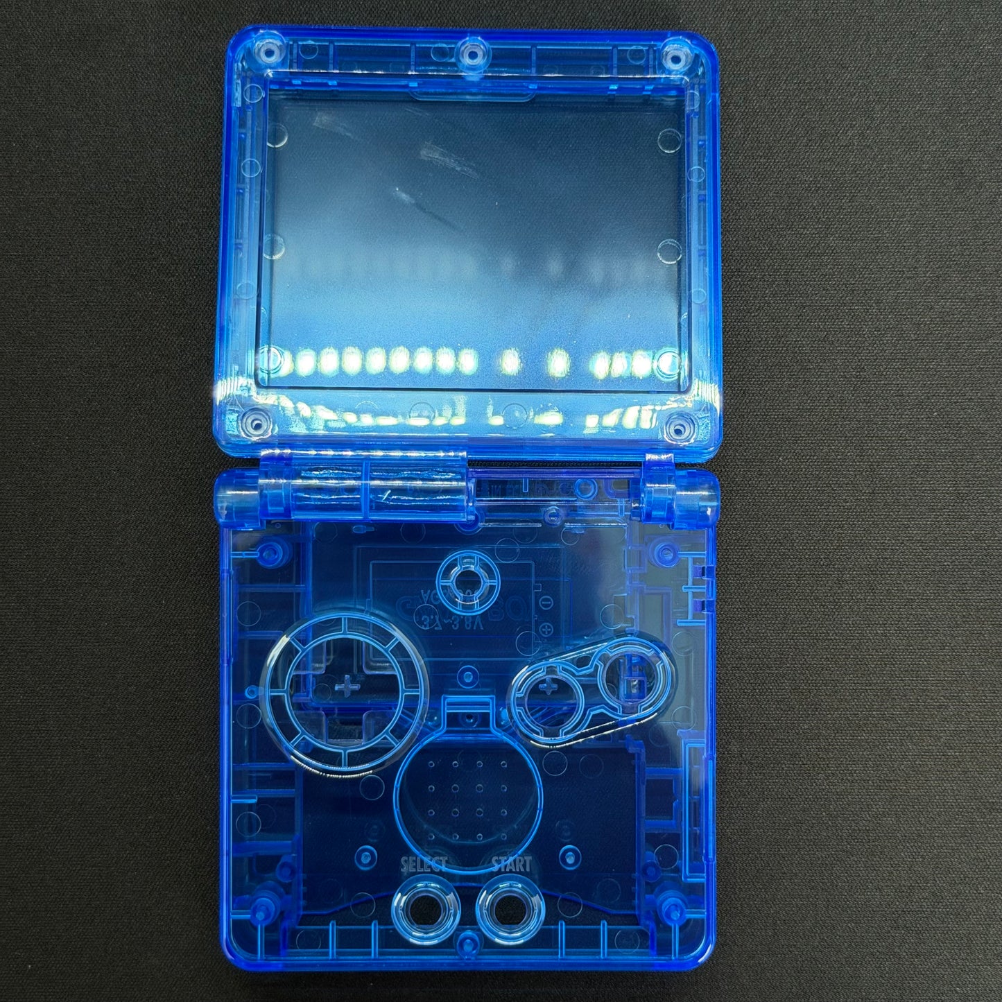 Game Boy Advance SP Full Replacement Shell Kit – Transparent Blue Housing with Buttons