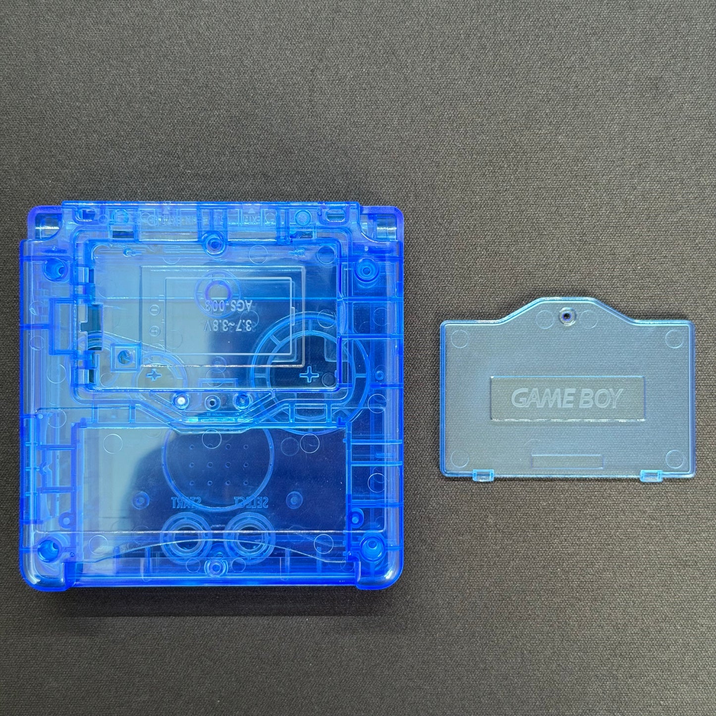 Game Boy Advance SP Full Replacement Shell Kit – Transparent Blue Housing with Buttons