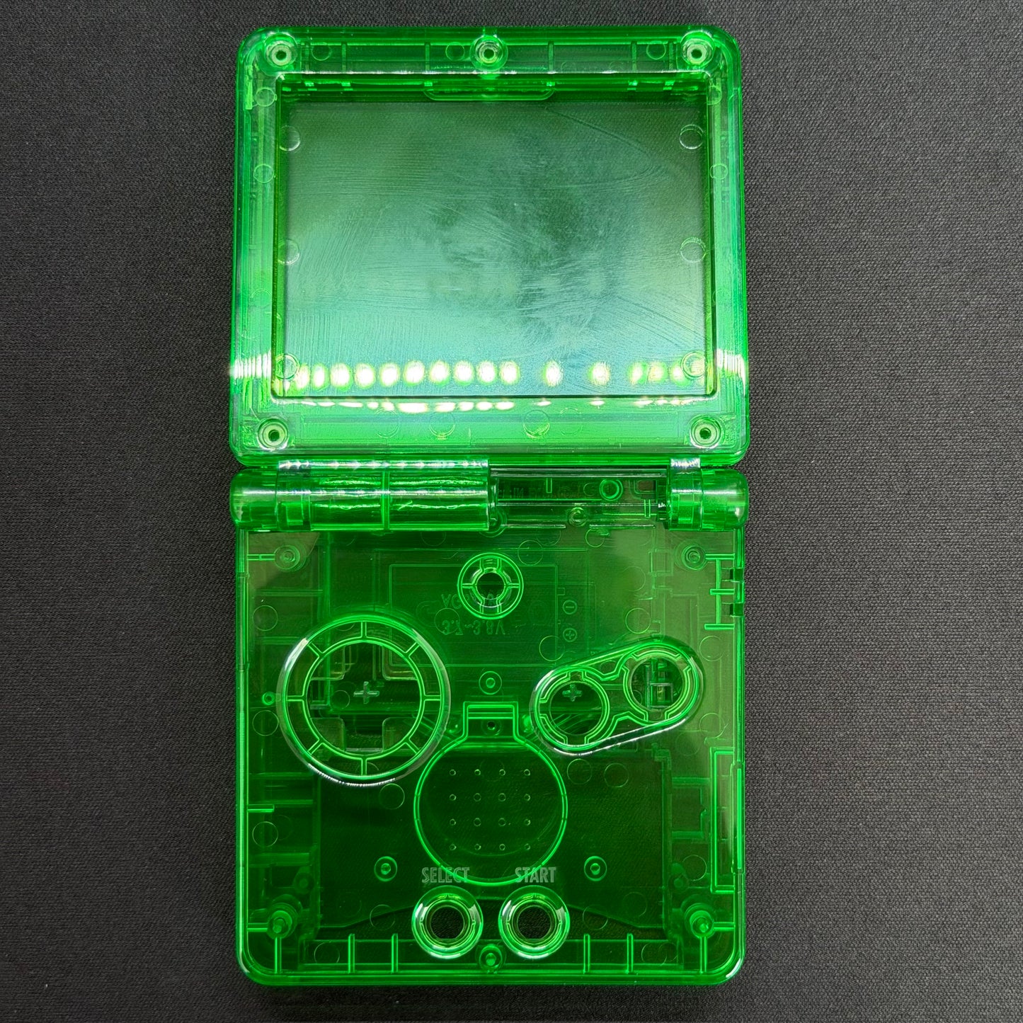 Game Boy Advance SP Full Replacement Shell Kit – Transparent Green Housing with Buttons