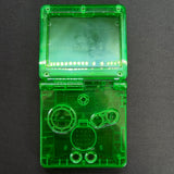 Game Boy Advance SP Full Replacement Shell Kit – Transparent Green Housing with Buttons