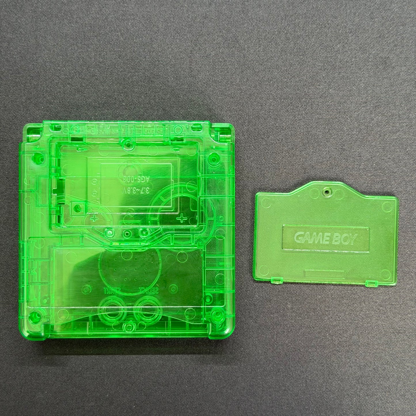 Game Boy Advance SP Full Replacement Shell Kit – Transparent Green Housing with Buttons