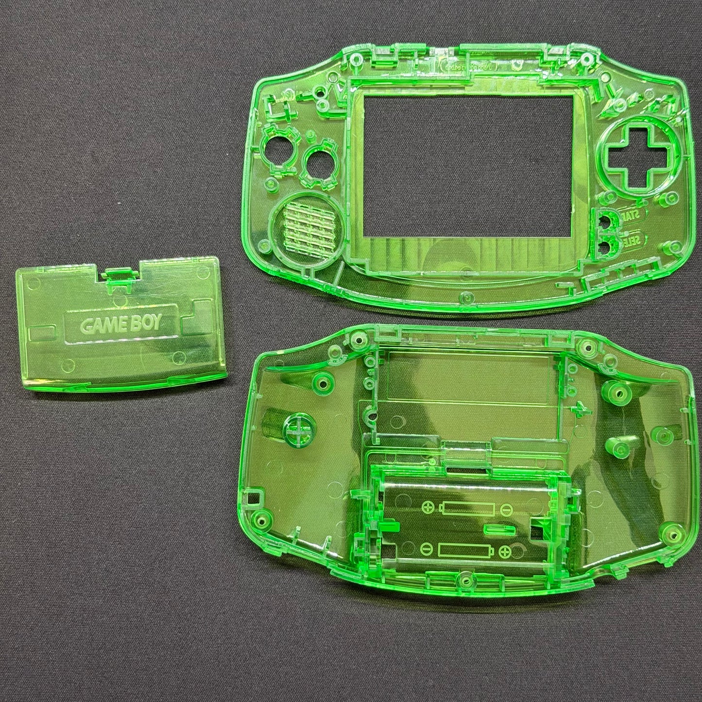Game Boy Advance Full Replacement Shell Kit – Transparent Green Housing with Buttons