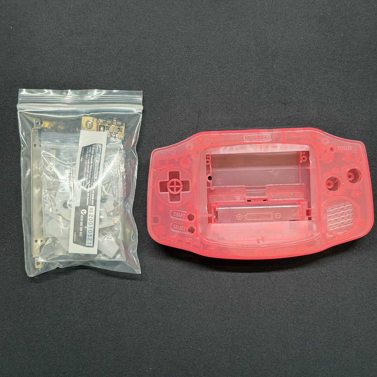 Game Boy Advance Full Replacement Shell Kit – Transparent Pink Housing with Buttons