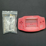 Game Boy Advance Full Replacement Shell Kit – Transparent Pink Housing with Buttons