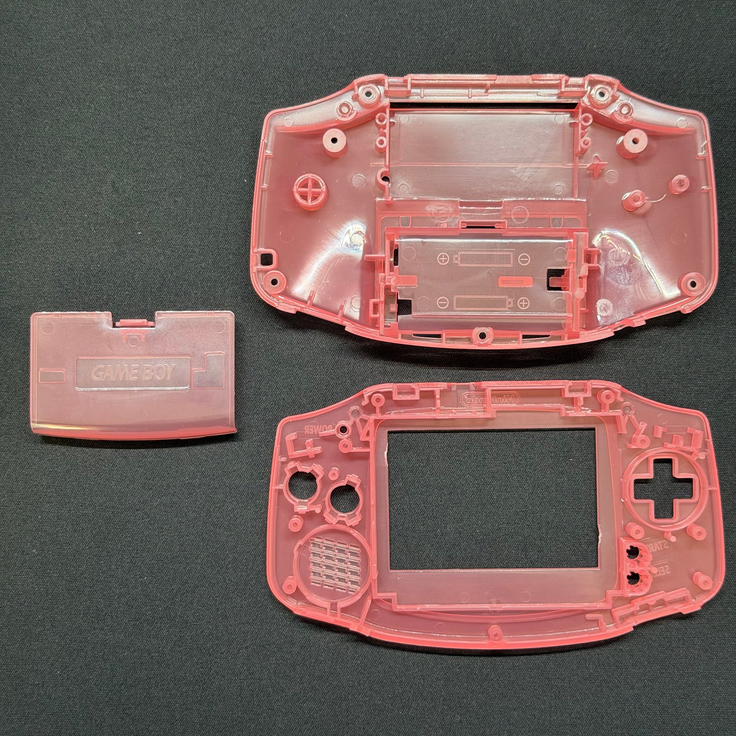 Game Boy Advance Full Replacement Shell Kit – Transparent Pink Housing with Buttons