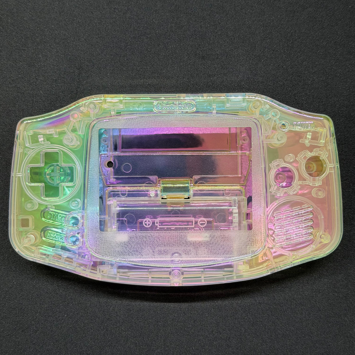 Game Boy Advance Full Replacement Shell Kit – Transparent Rainbow Housing with Buttons
