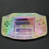 Game Boy Advance Full Replacement Shell Kit – Transparent Rainbow Housing with Buttons
