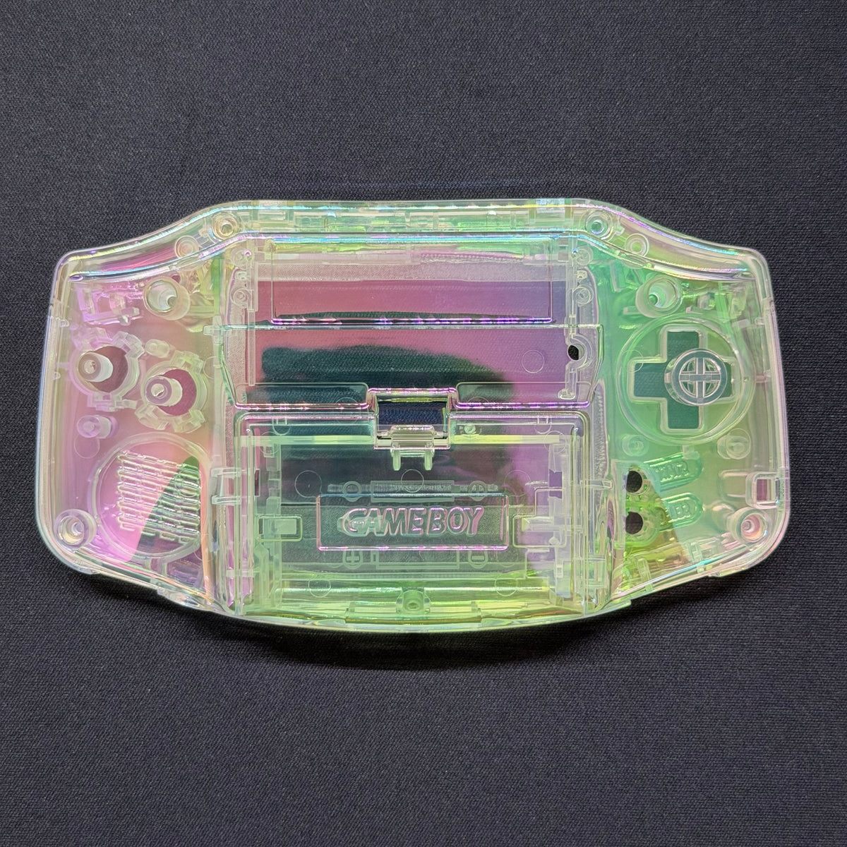 Game Boy Advance Full Replacement Shell Kit – Transparent Rainbow Housing with Buttons
