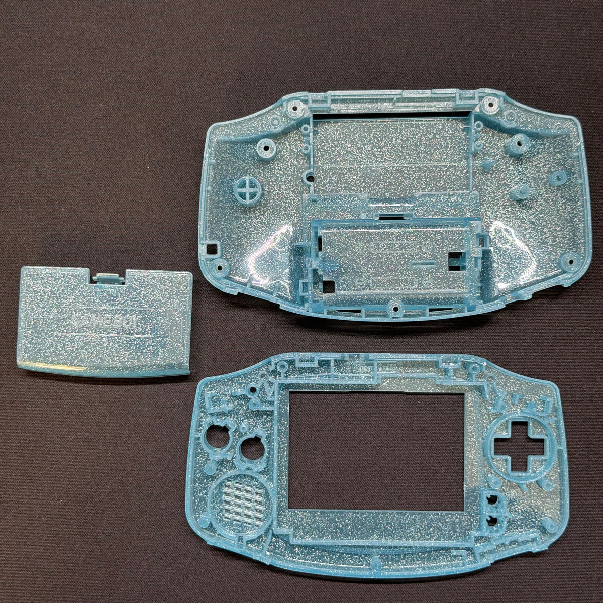 Game Boy Advance Full Replacement Shell Kit – Transparent Glitter Blue Housing with Buttons