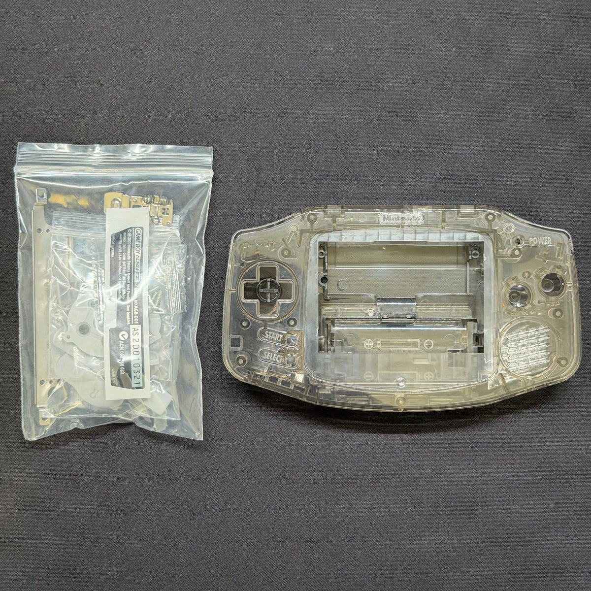 Game Boy Advance Full Replacement Shell Kit – Transparent Black Housing with Buttons