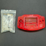 Game Boy Advance Full Replacement Shell Kit – Transparent Red Housing with Buttons