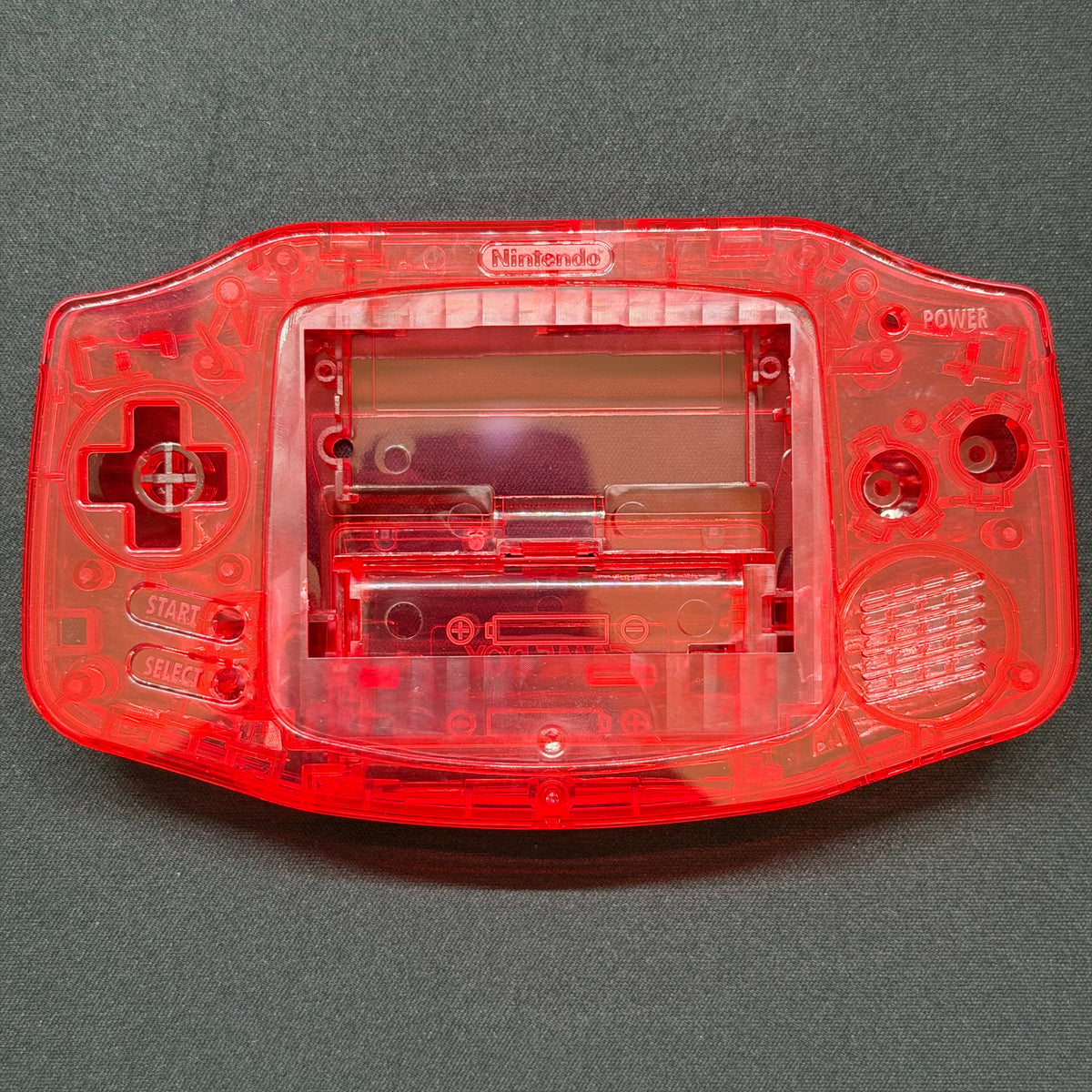 Game Boy Advance Full Replacement Shell Kit – Transparent Red Housing with Buttons