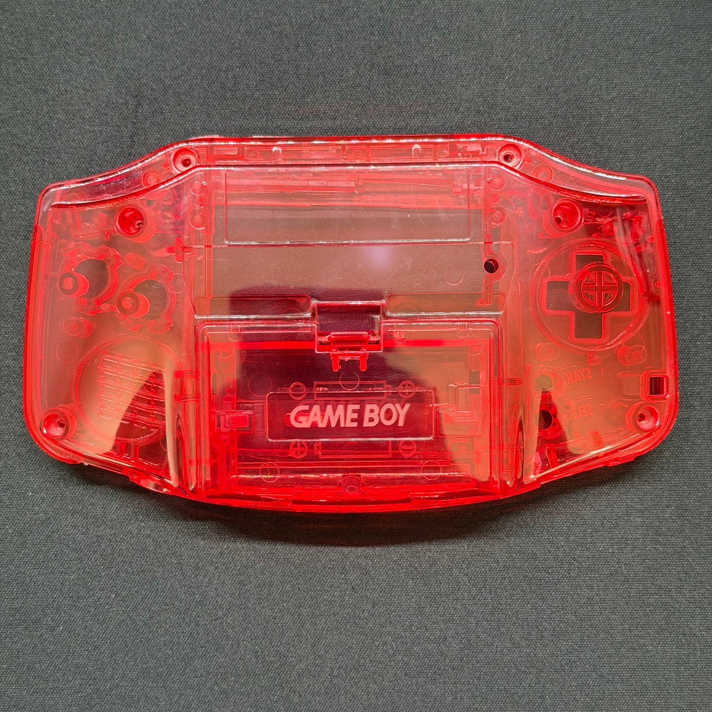 Game Boy Advance Full Replacement Shell Kit – Transparent Red Housing with Buttons