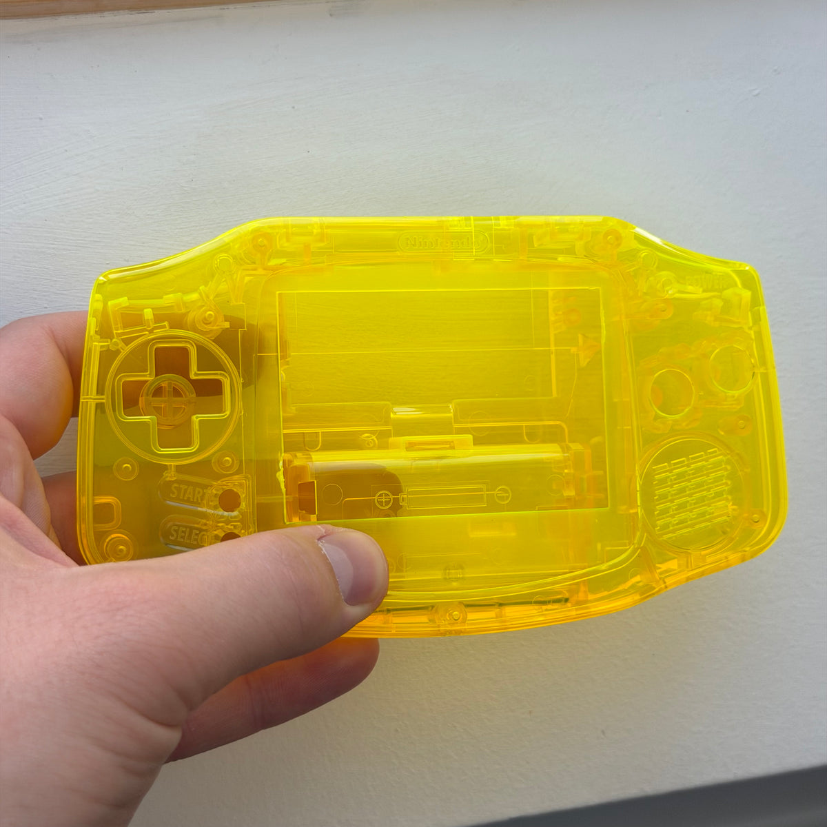 Game Boy Advance Full Replacement Shell Kit – Transparent Yellow Housing with Buttons