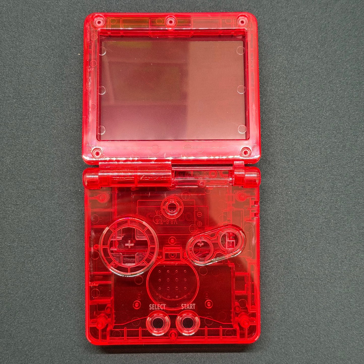 Game Boy Advance SP Full Replacement Shell Kit – Transparent Red Housing with Buttons
