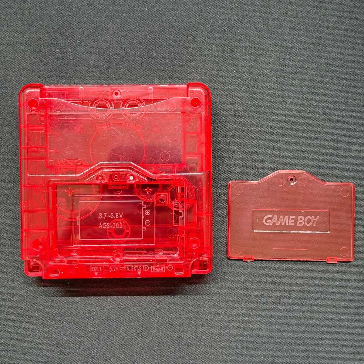 Game Boy Advance SP Full Replacement Shell Kit – Transparent Red Housing with Buttons