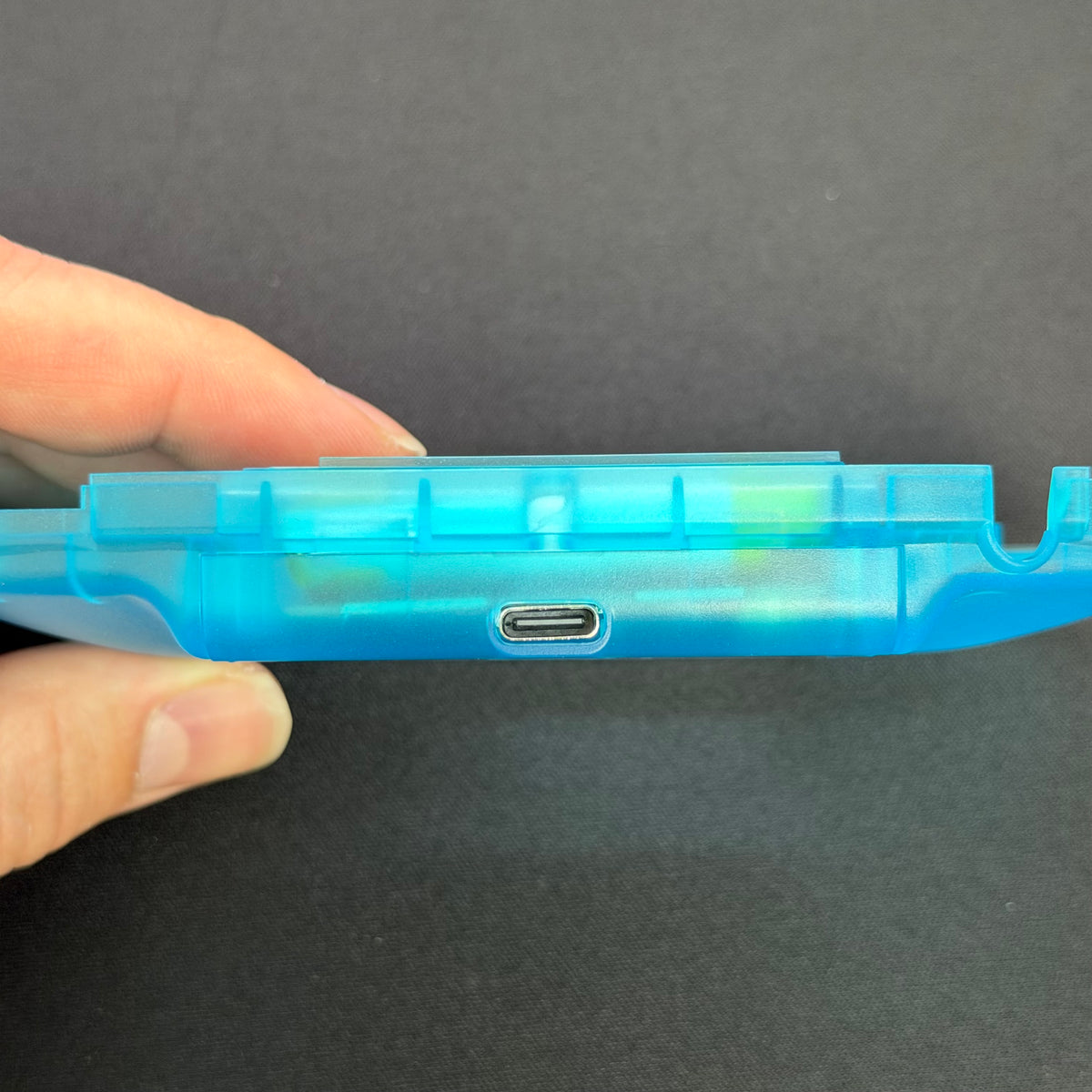 Game Boy Advance GBA Hispeedido V5 Laminated IPS LCD Drop-In Shell Kit + 1800mAh USB-C Battery - Transparent Blue