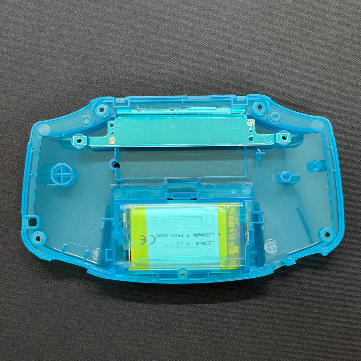Game Boy Advance GBA Hispeedido V5 Laminated IPS LCD Drop-In Shell Kit + 1800mAh USB-C Battery - Transparent Blue