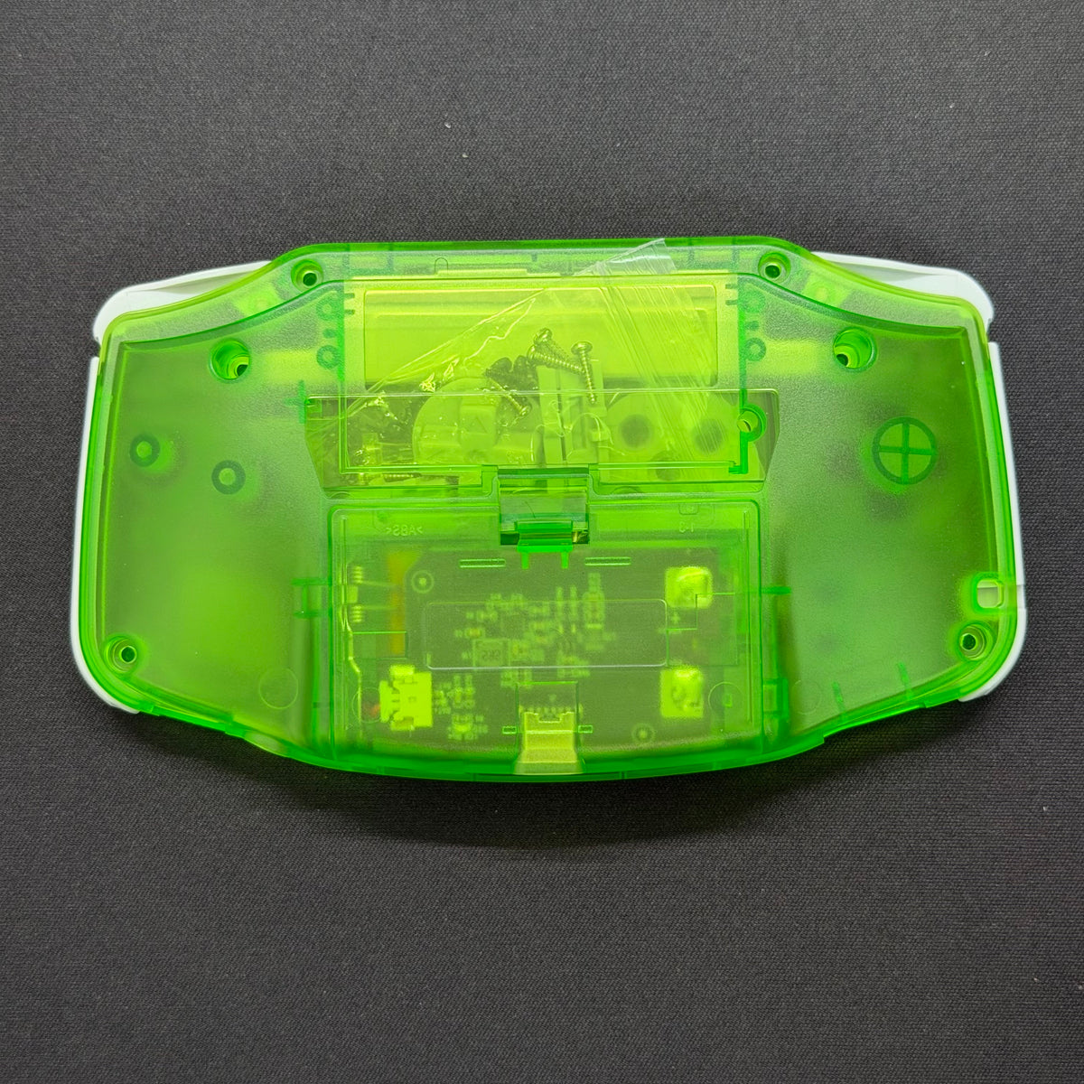 Game Boy Advance GBA Hispeedido V5 Laminated IPS LCD Drop-In Shell Kit + 1800mAh USB-C Battery - Transparent Green
