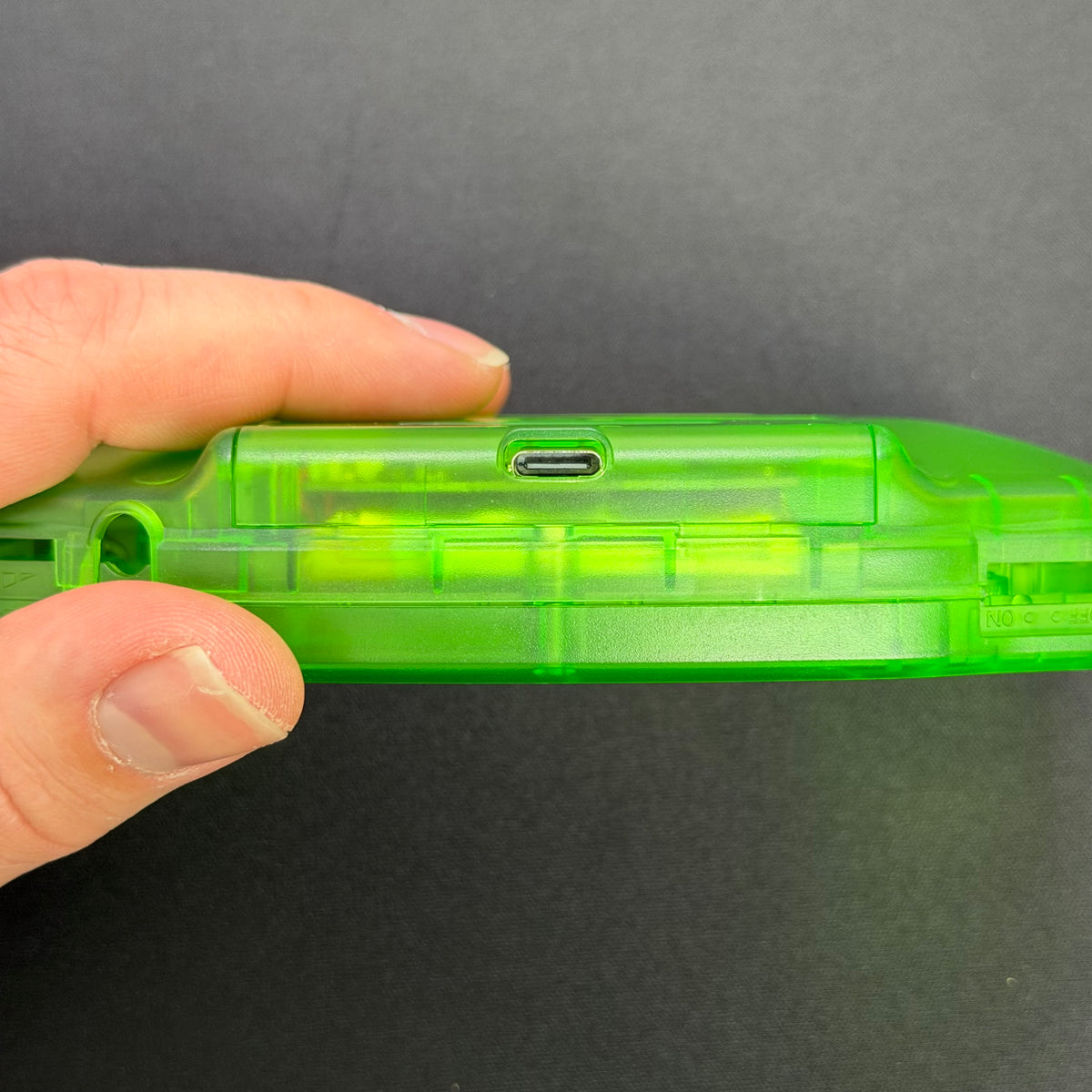 Game Boy Advance GBA Hispeedido V5 Laminated IPS LCD Drop-In Shell Kit + 1800mAh USB-C Battery - Transparent Green