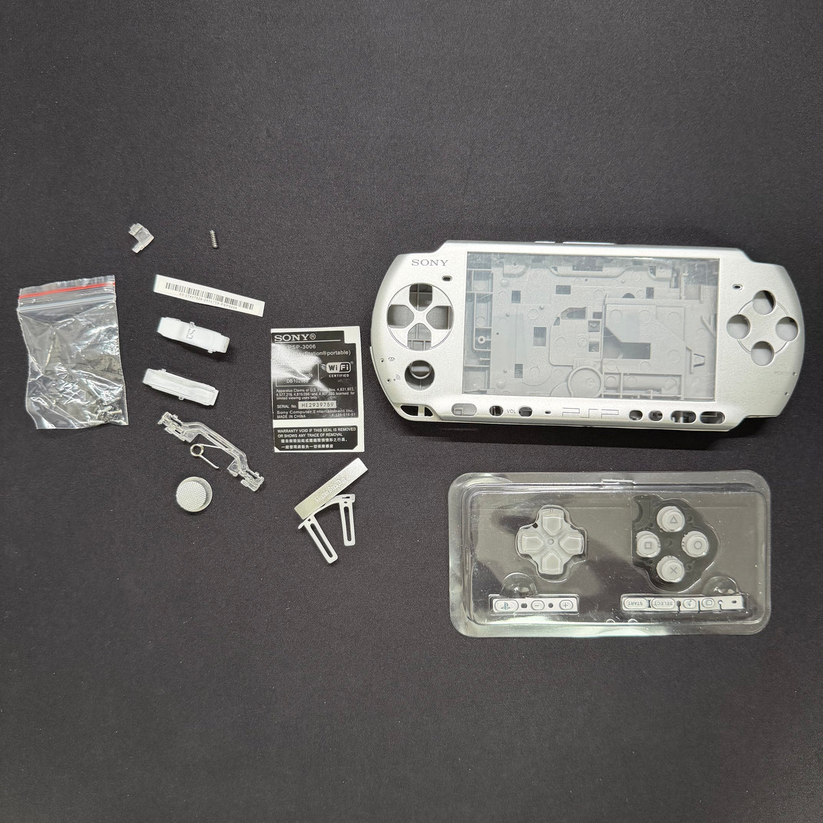 Premium PSP 3000 Full Replacement Shell Kit – Silver Housing with Buttons