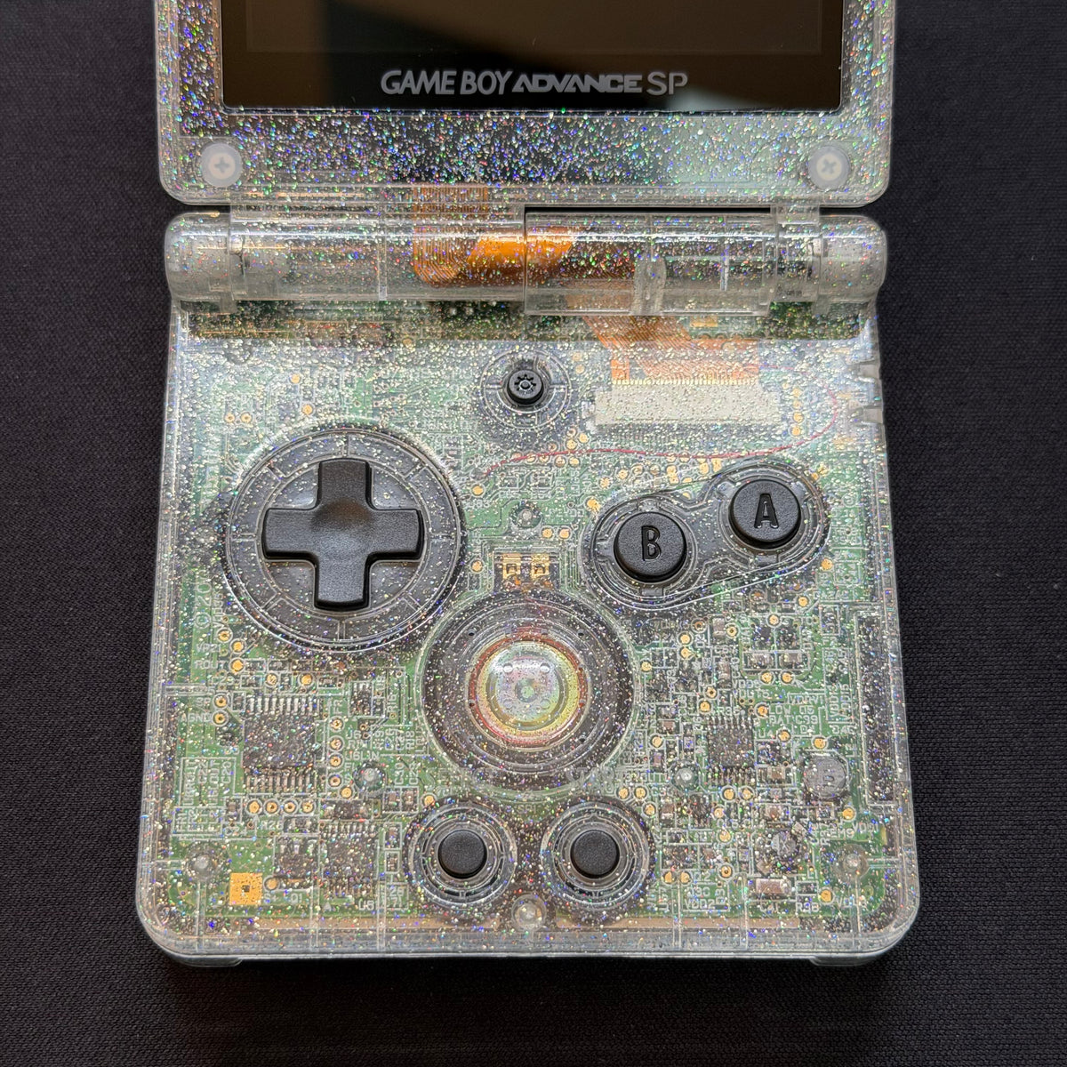 Nintendo Game Boy Advance SP – Transparent Clear Glitter