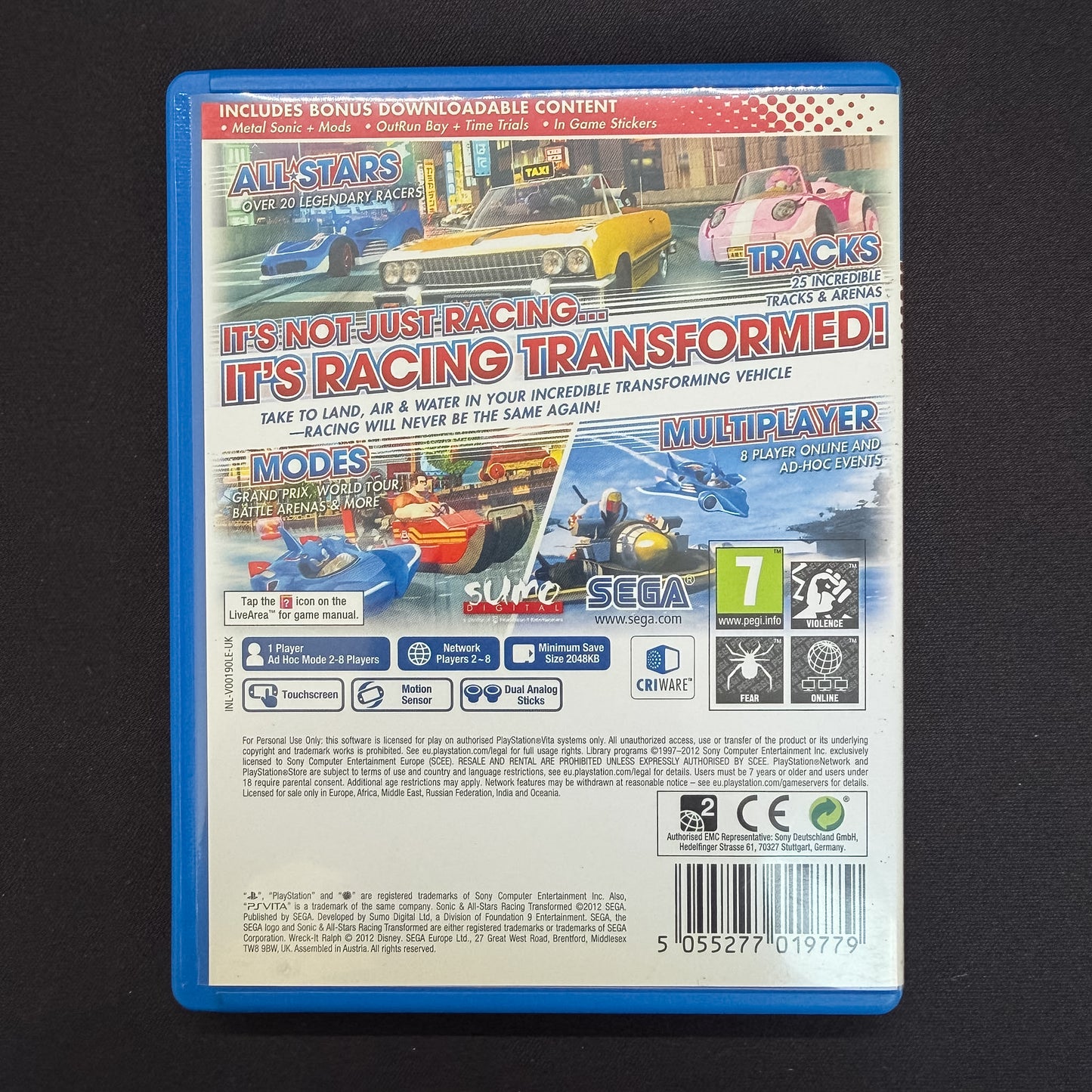 Sonic All Stars Racing Transformed (PS Vita) PAL UK | Complete in Box CIB | PCSB-00190