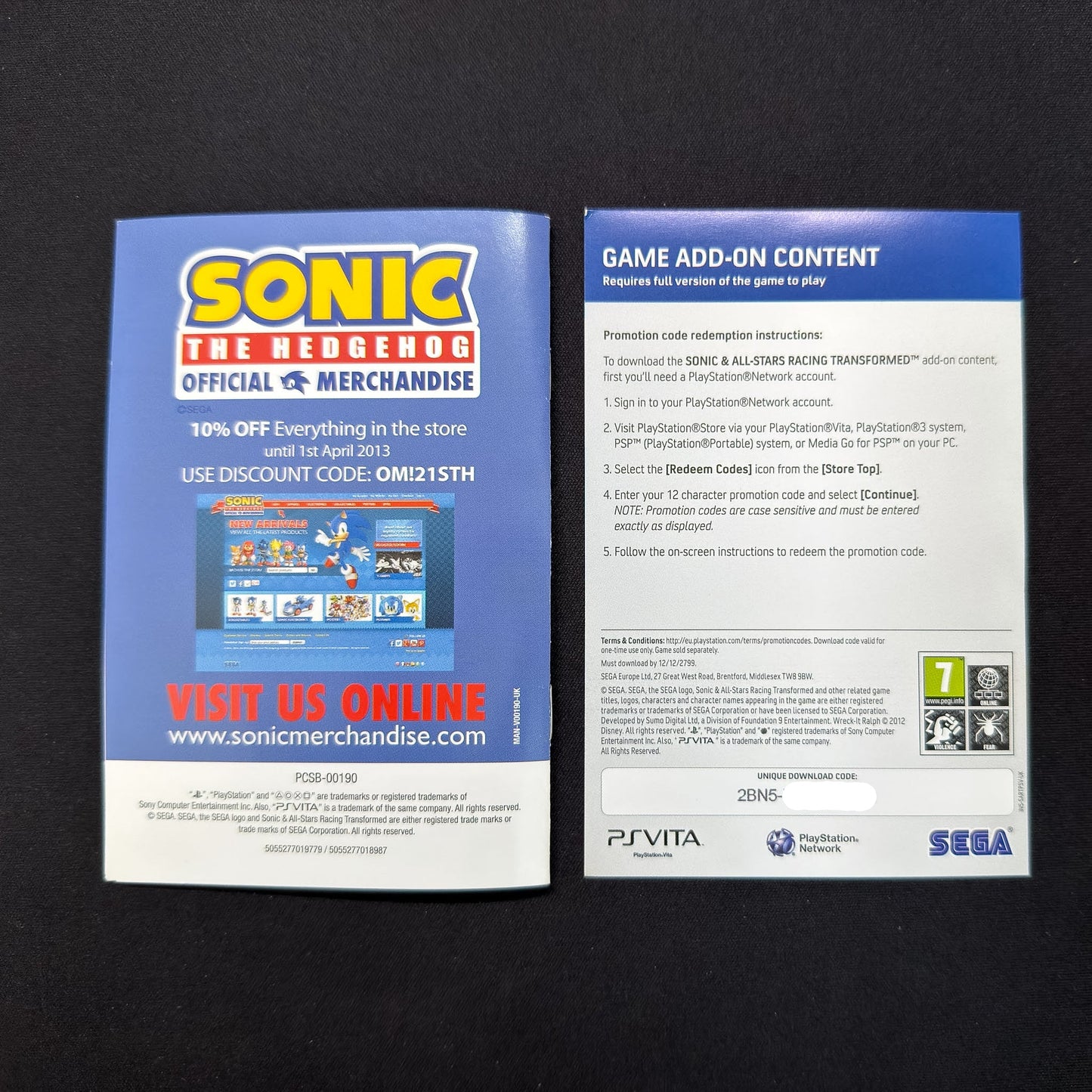 Sonic All Stars Racing Transformed (PS Vita) PAL UK | Complete in Box CIB | PCSB-00190