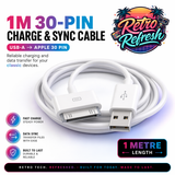 30-Pin Charge & Sync Cable (1M) – For iPod, iPhone & iPad
