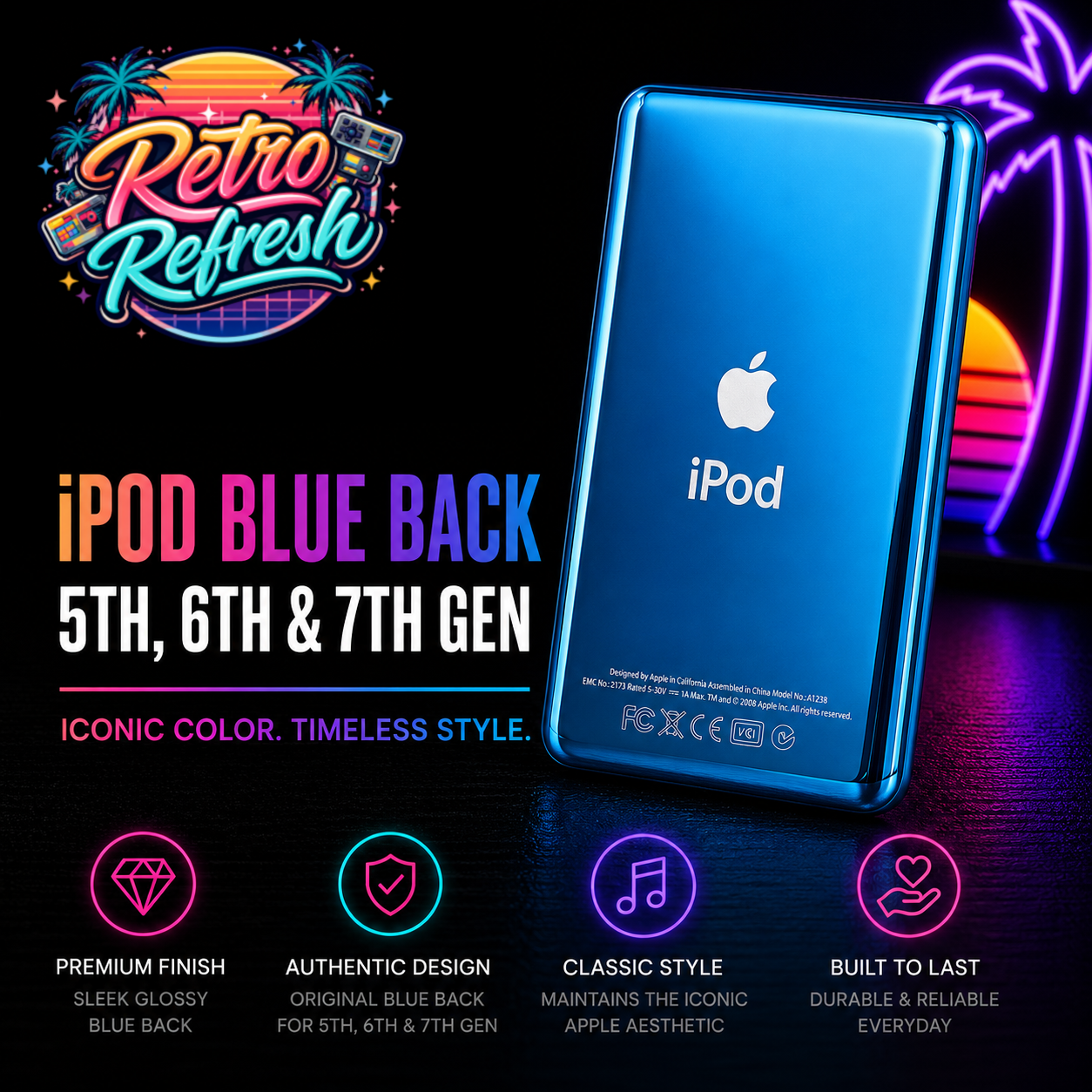 Blue Thin Back Housing – For iPod Classic / Video