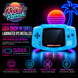 Game Boy Advance GBA Hispeedido V5 Laminated IPS LCD Drop-In Shell Kit + 1800mAh USB-C Battery - Transparent Blue
