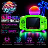 Game Boy Advance GBA Hispeedido V5 Laminated IPS LCD Drop-In Shell Kit + 1800mAh USB-C Battery - Transparent Green