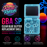 Game Boy Advance SP Full Replacement Shell Kit – Blue Glitter Housing with Buttons